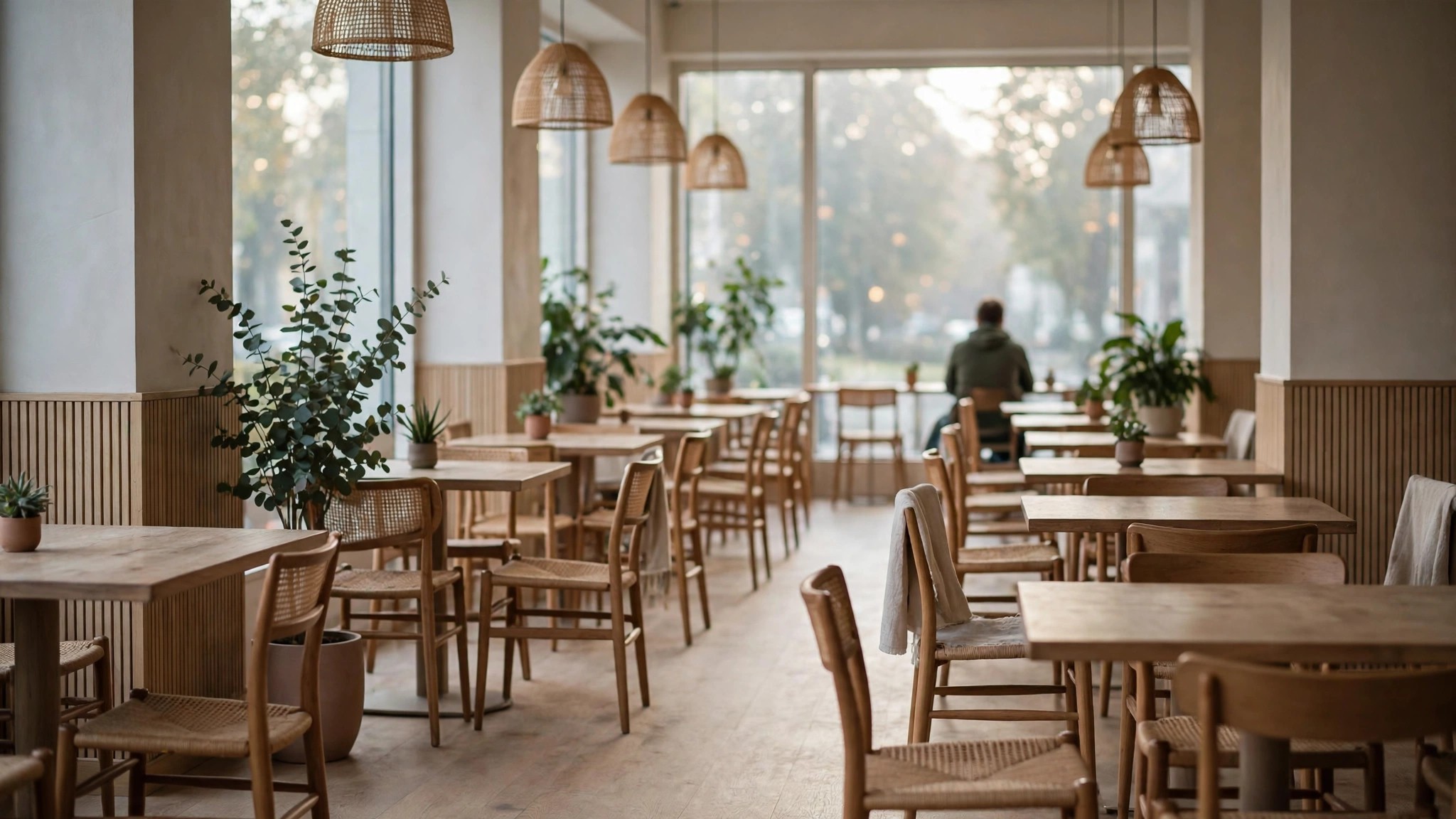 The same cafe in a quiet morning hour, the off-peak side of checking how busy a place is