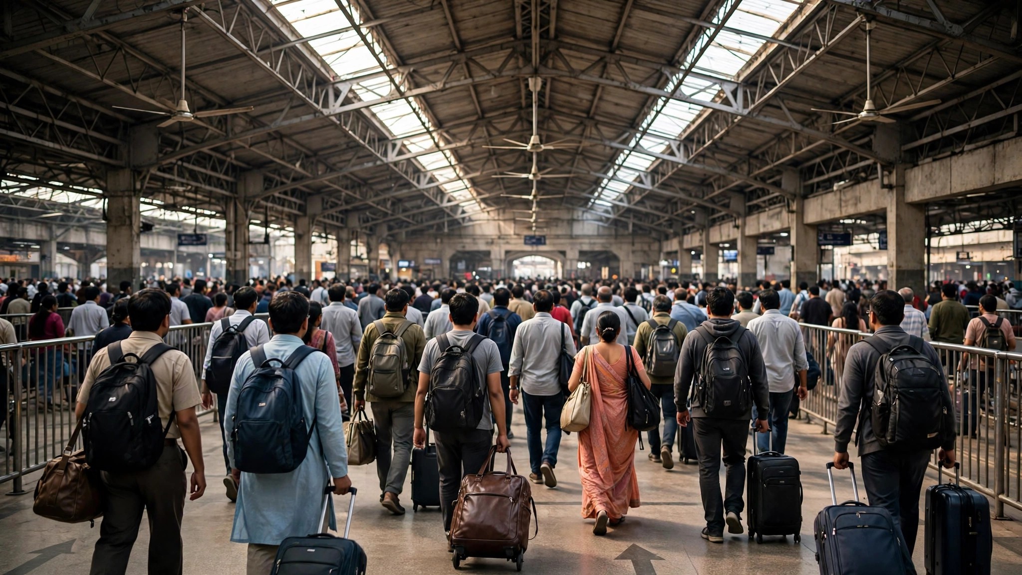 A crowded Indian railway station concourse, the kind of crowd behind how does Google know how busy a place is