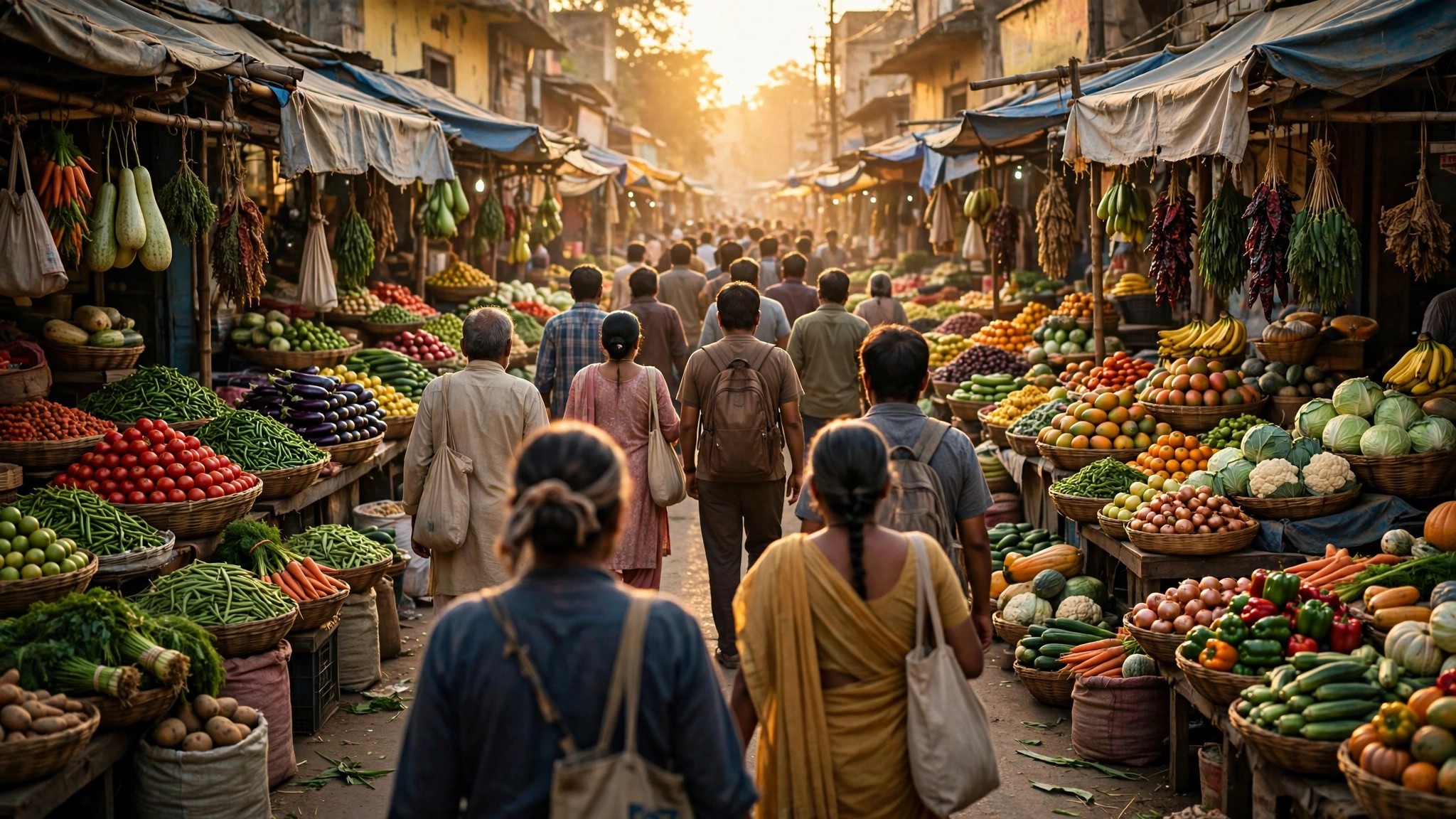 A busy Indian market street, the everyday scene behind Google Maps busy times