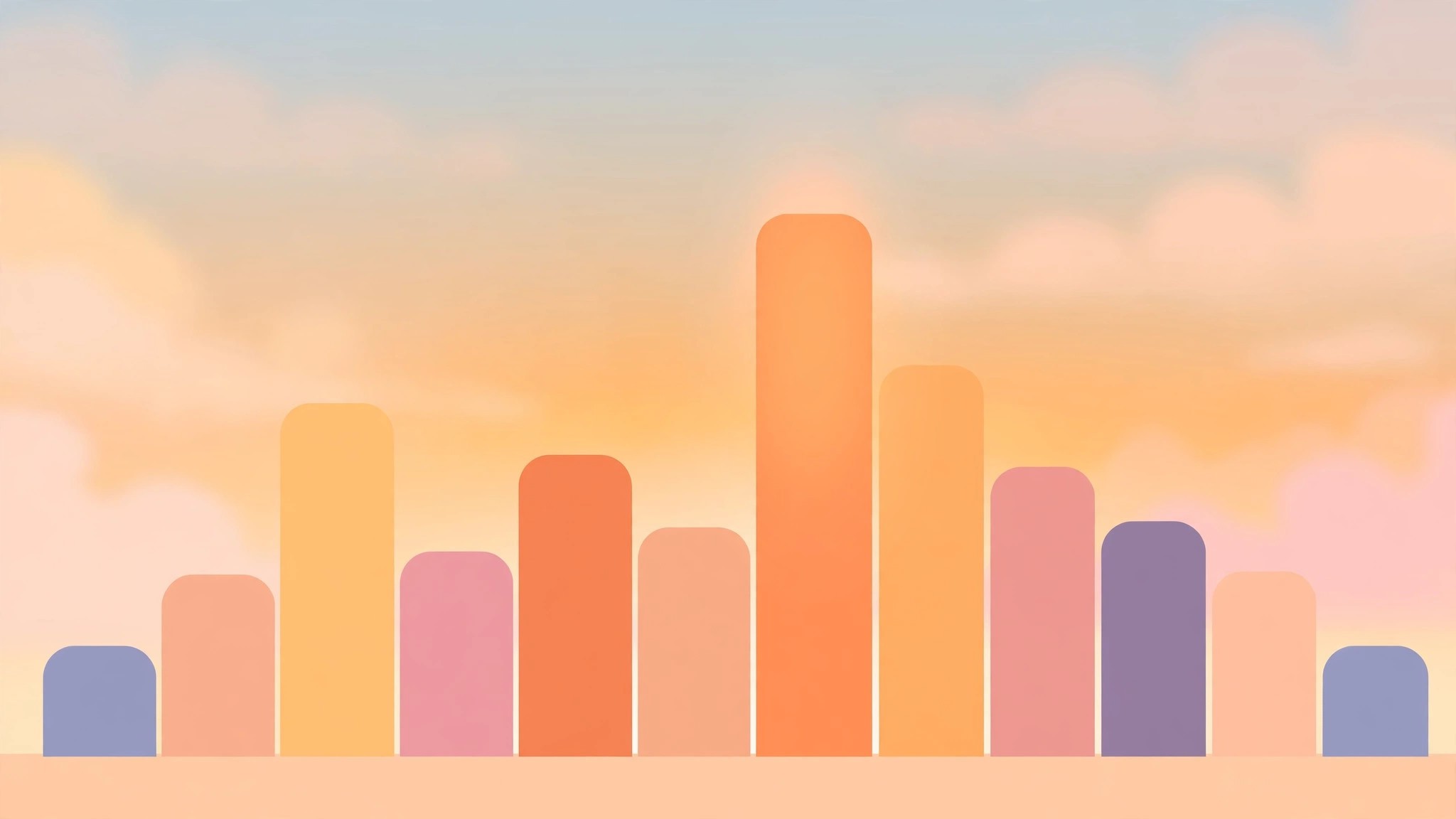 The popular times graph as a skyline of bars, rising to the day's peak hour
