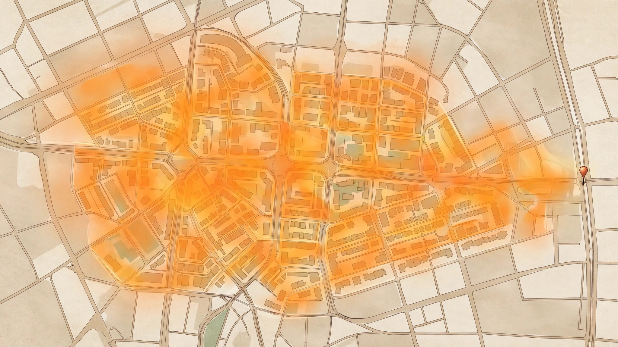 Area busyness vs popular times: a whole neighbourhood shaded busy on the map, not just one place