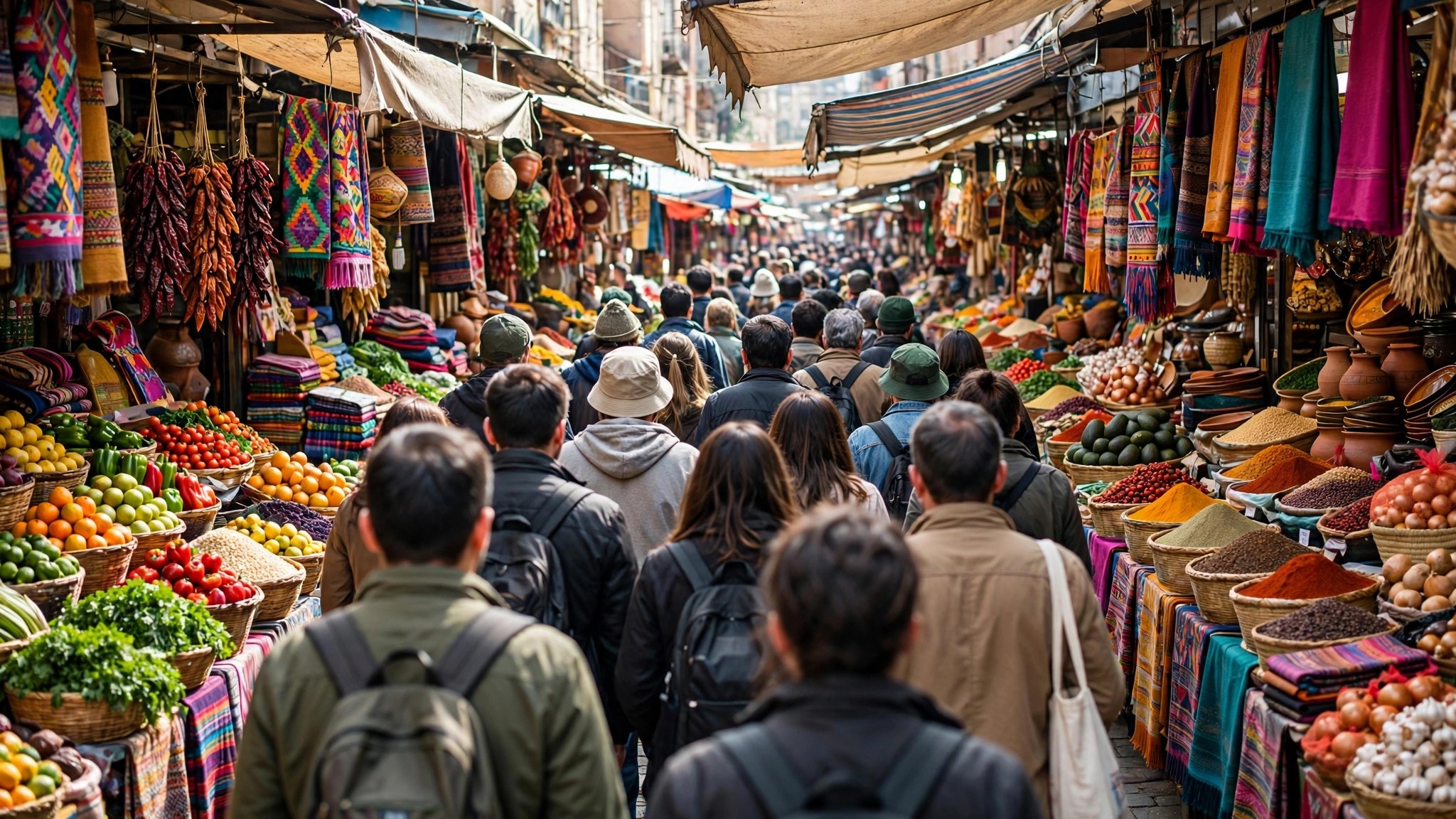 A packed market district street, the area side of area busyness vs popular times
