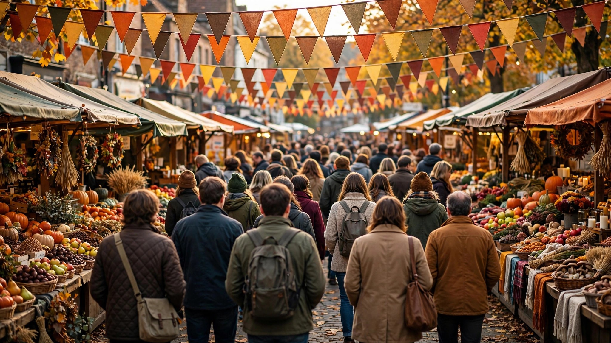 A seasonal street fair drawing crowds, foot traffic near me at its highest